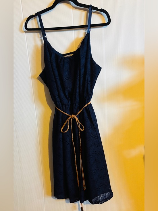 bailey blue Dresses & Skirts - bailey blue Navy Lace Spaghetti Strap Mini Dress with Braided Belt